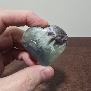 Feather Fluorite Crystal Heart #C